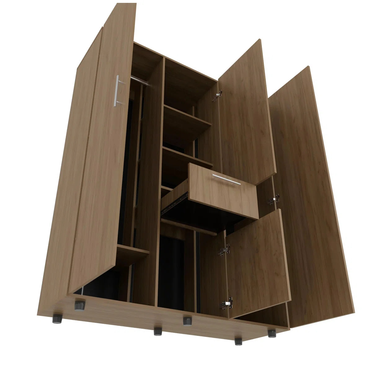 Natural Oak Armoire Multi-Storage With One Drawer