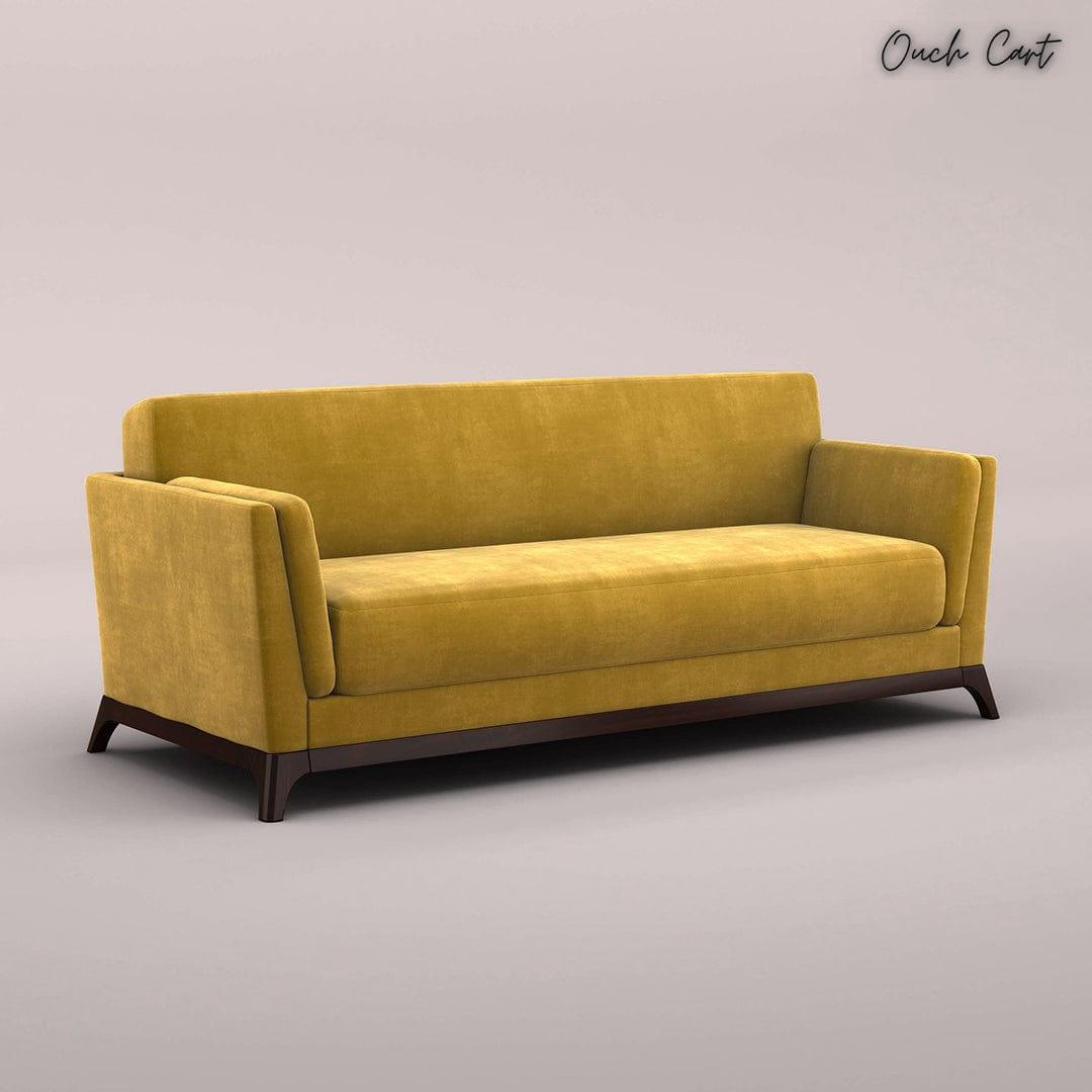 BRUNO 3 SEATER SOFA (VELVET, MUSTARD YELLOW) - Ouch Cart 