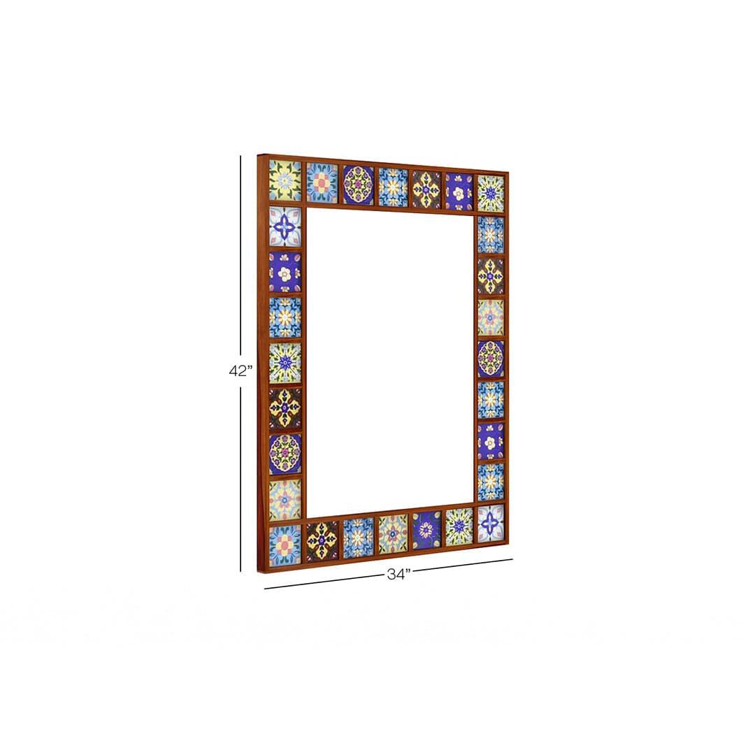 Boho Mirror With Sheesham Wood Frame - Ouch Cart 