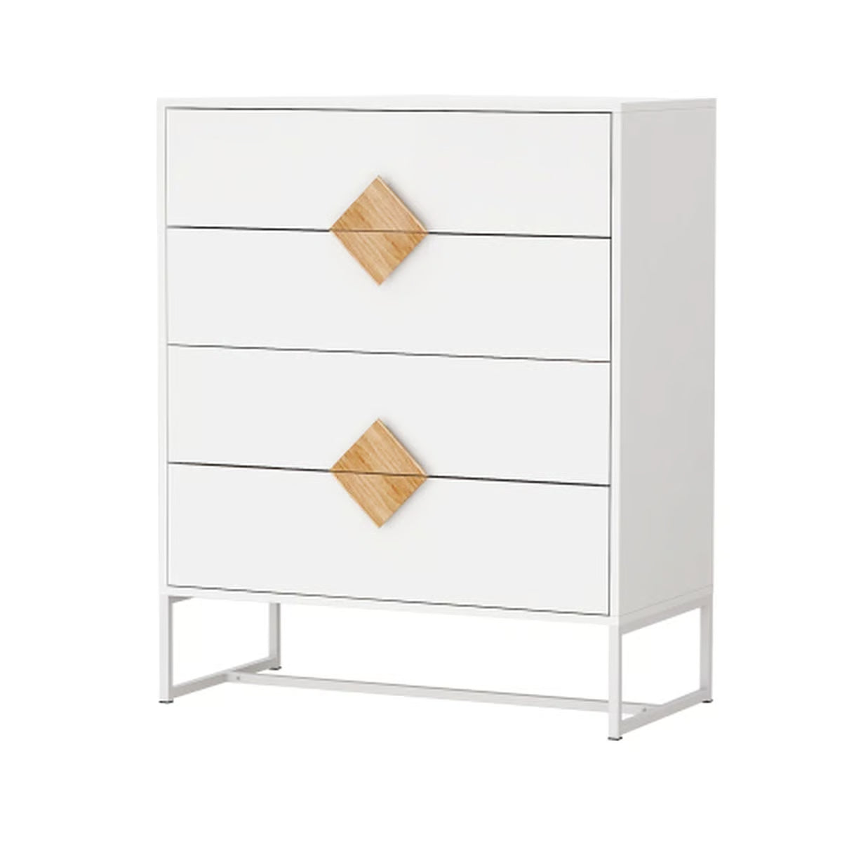4 Drawer Bedroom Dresser - Space Saving, , Solid Wood Handle Design Furniture Drawers, Stable, Square