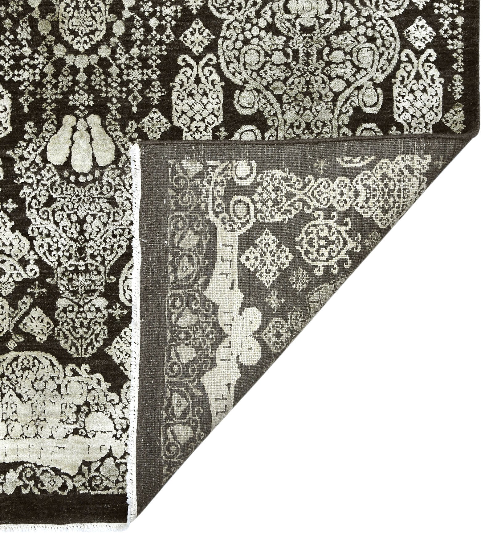 Euphoria Transitional Pattern Hand Knotted  Rectangle Anti-Skid Designer Carpet, Prayer Rug For Office Cabins, Small Living Spaces - 2'X3'