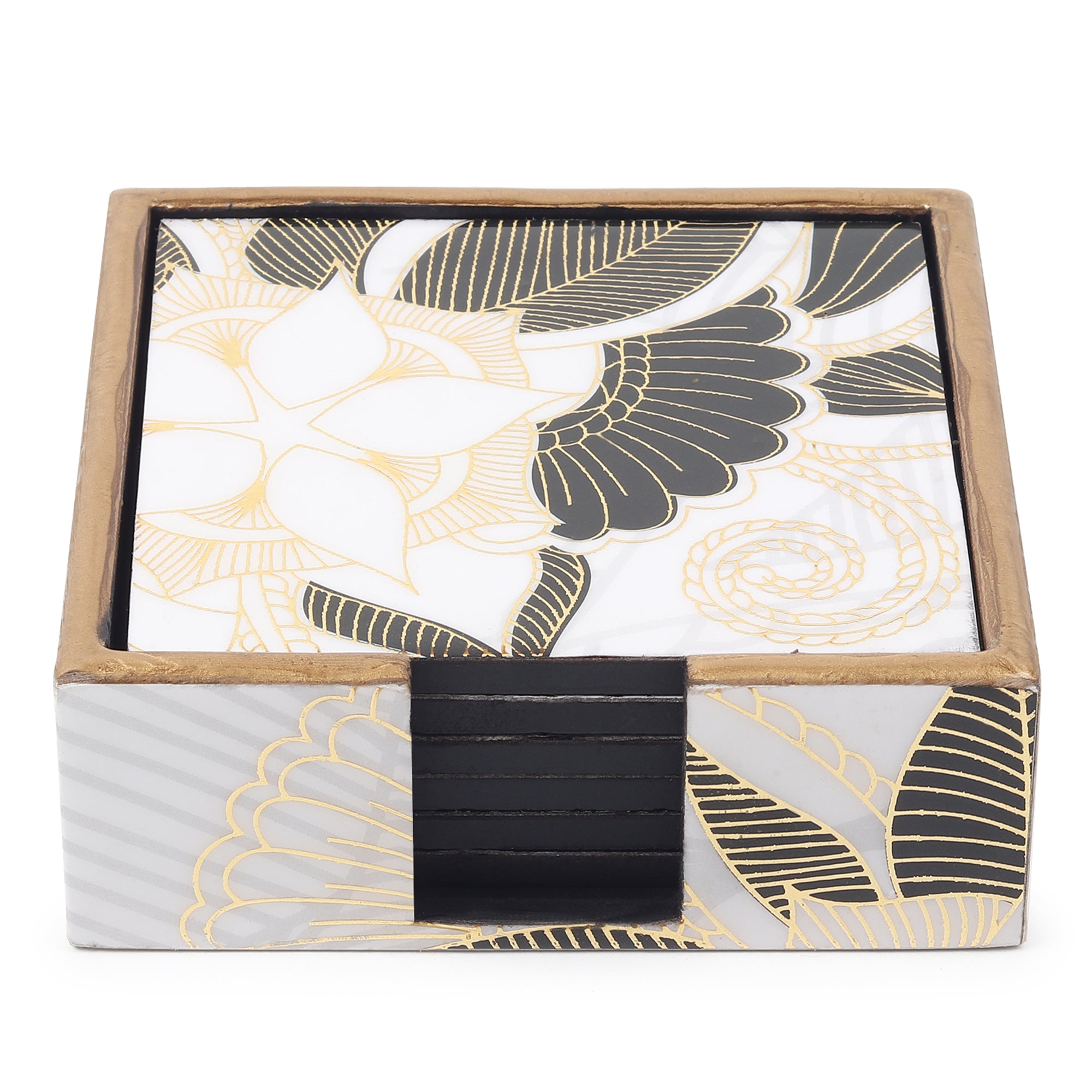 Ivory Noir Bloom Coaster Set of 4
