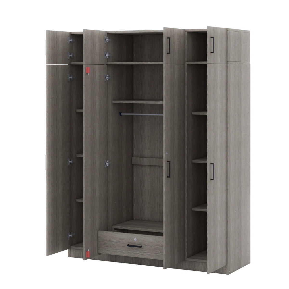 4-Door Wardrobe With 1 Drawer And Top Cabinet