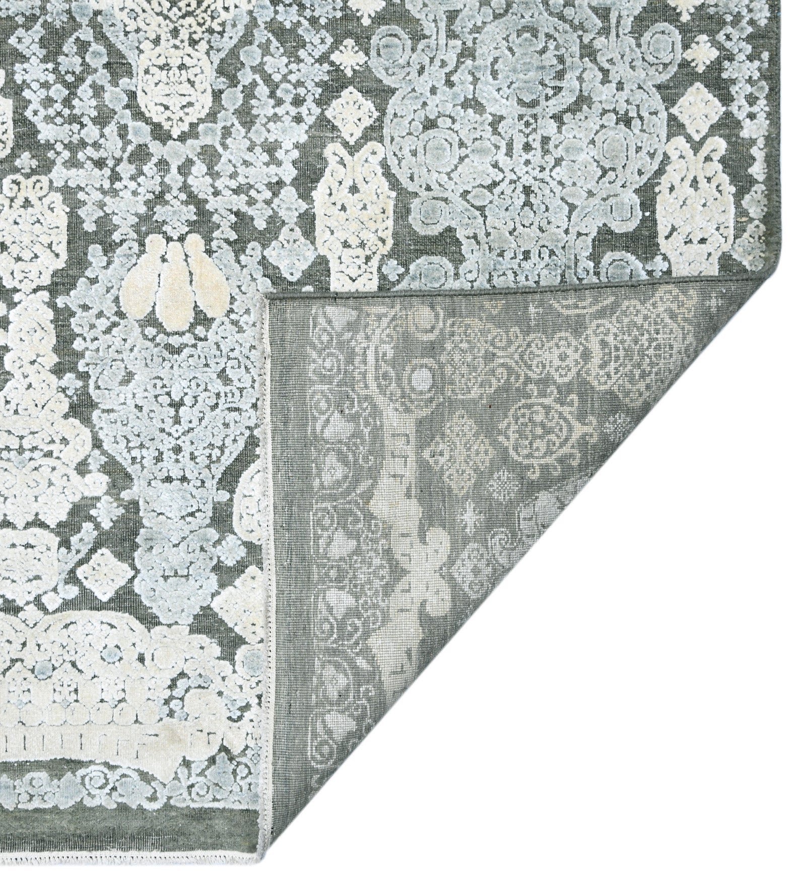 Euphoria Transitional Pattern Hand Knotted  Rectangle Anti-Skid Designer Carpet, Prayer Rug For Office Cabins, Small Living Spaces - 4'x6'