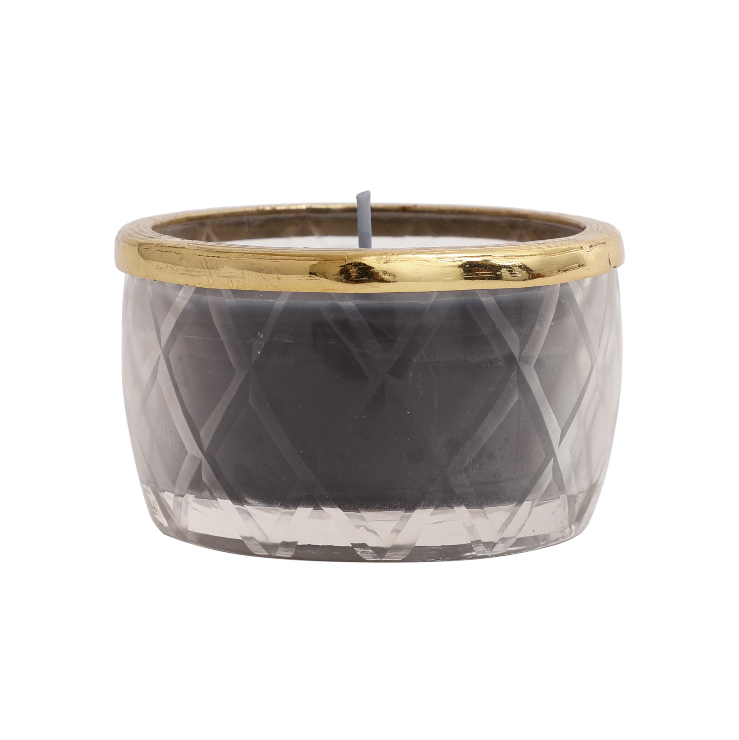 black velvet Scented candle jar with Golden Ring