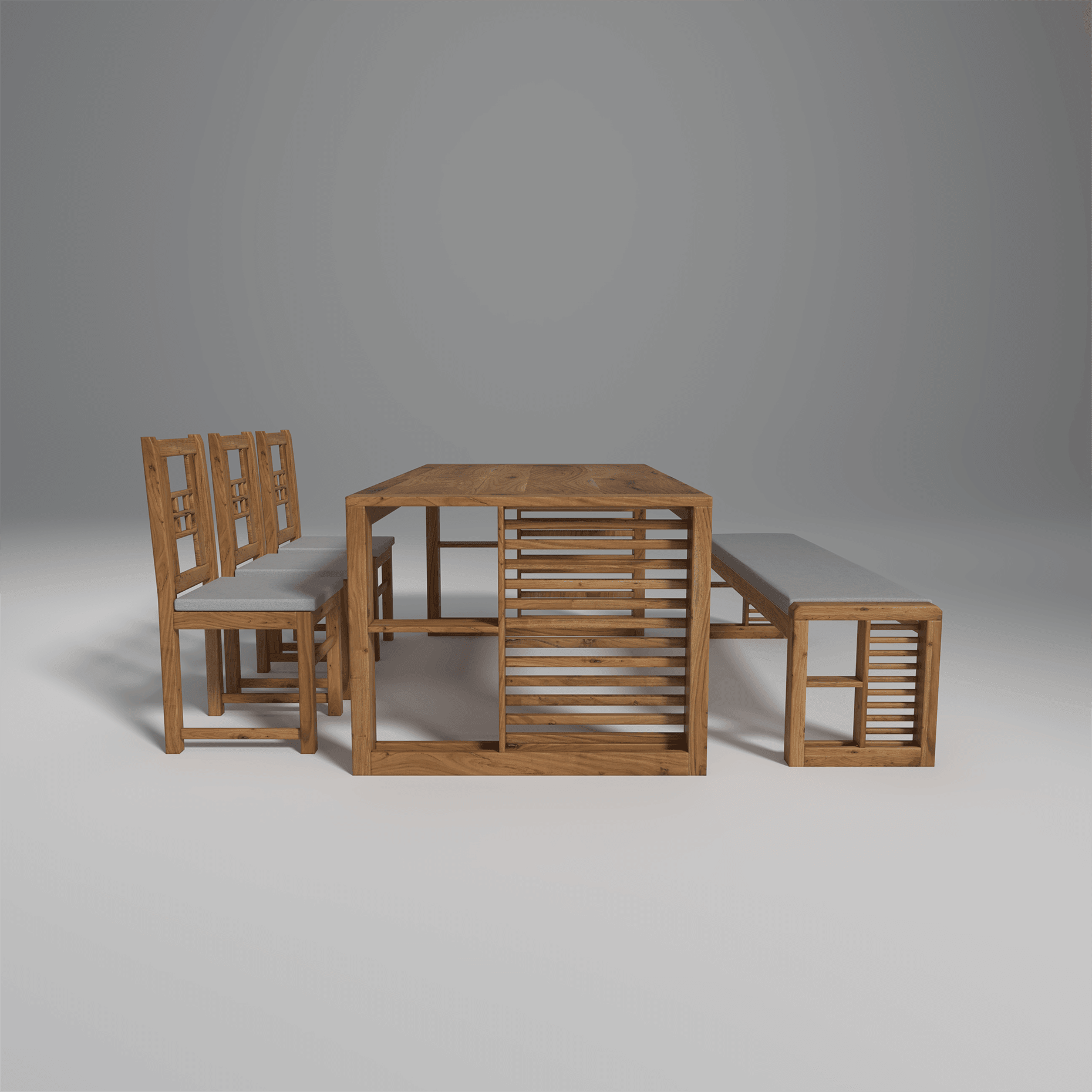 Garten Acacia Wood Dining Set with bench and 3 chairs Natural