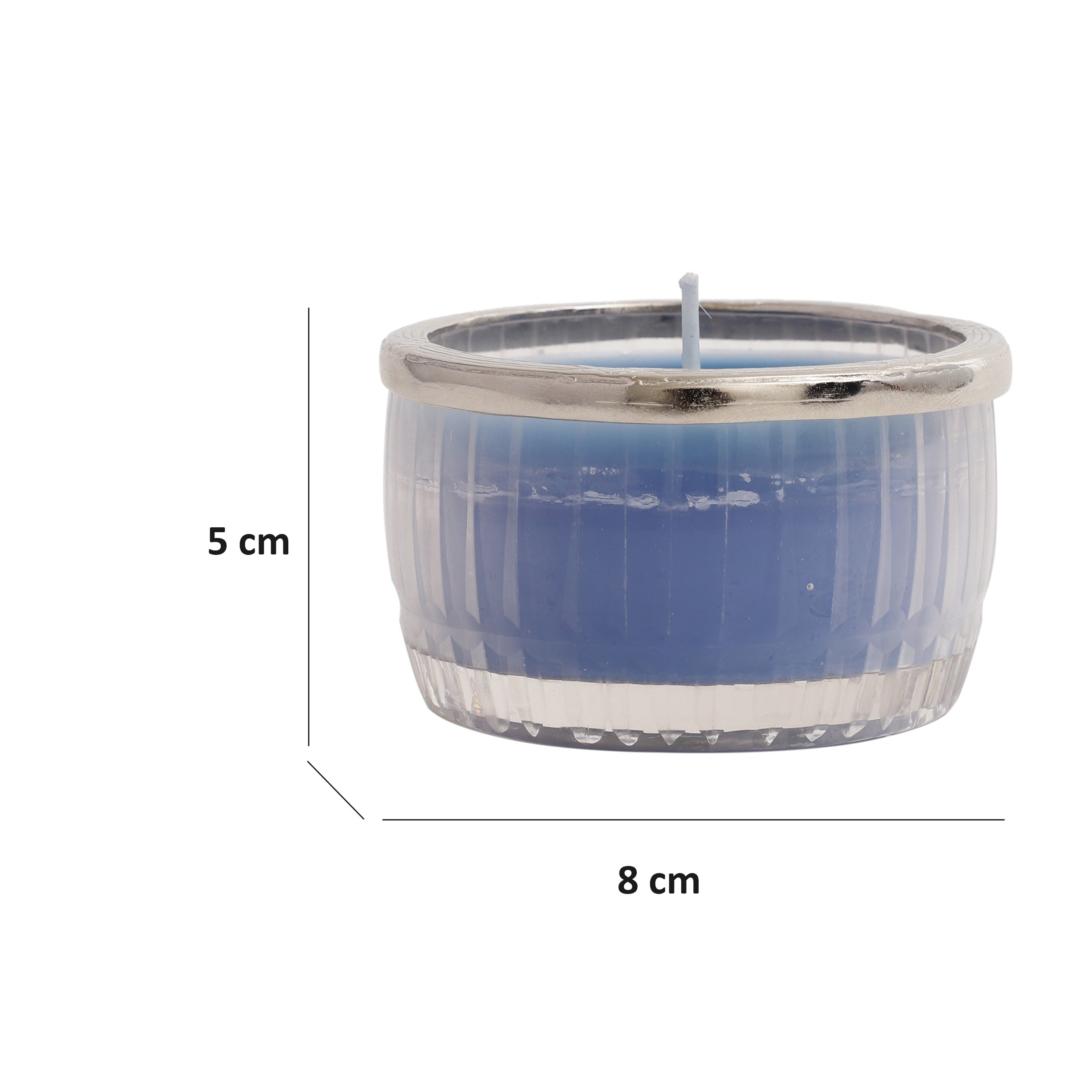 ocean breeze blue Scented candle glass jar with Silver ring