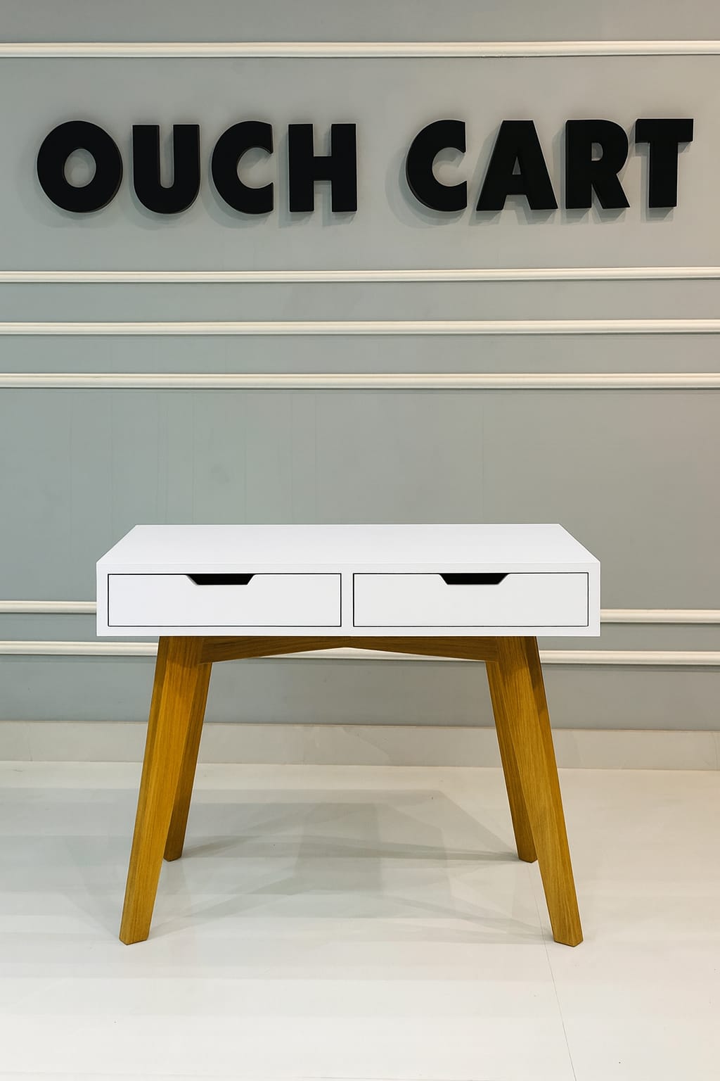 Grace White Colour Wooden Study Table with Two Drawer Storage