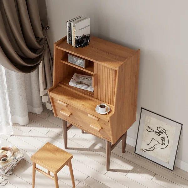 Helga Modern Secretary Desk with Hutch Computer Desk with Ample Storage With Chair - Ouch Cart 