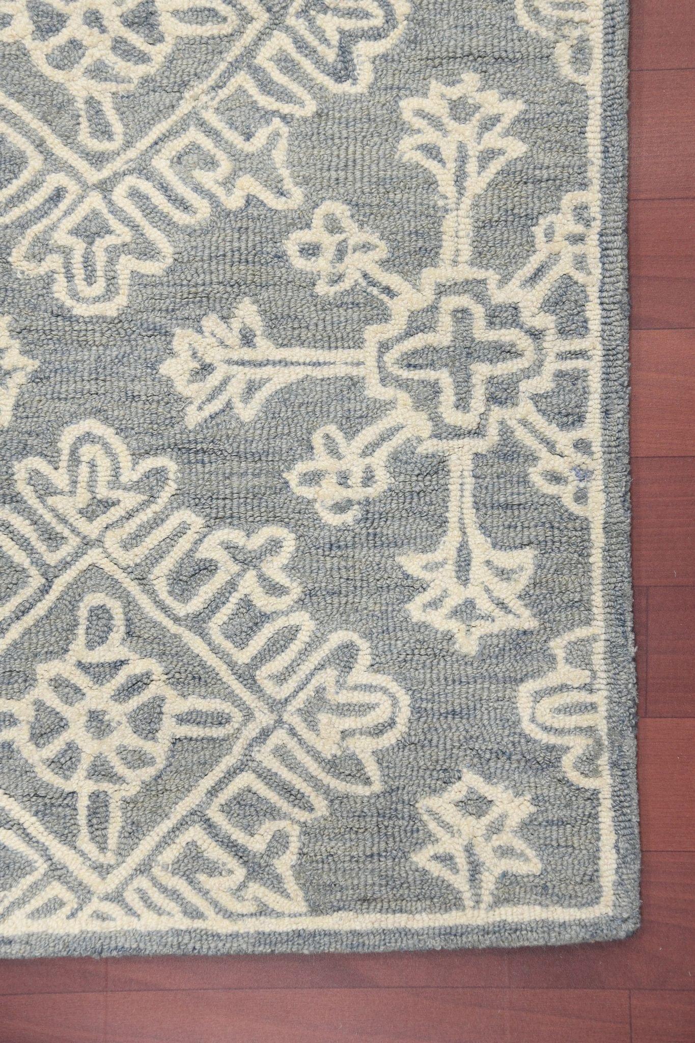 Sky Blue Wool Boston 4x6 Feet Hand-Tufted Carpet - Rug - Ouch Cart 