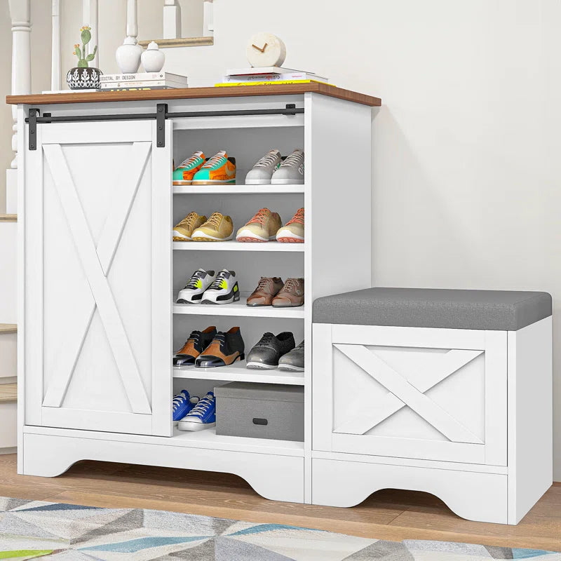 Shoe Cabinet with Sliding Door & Shoe Bench