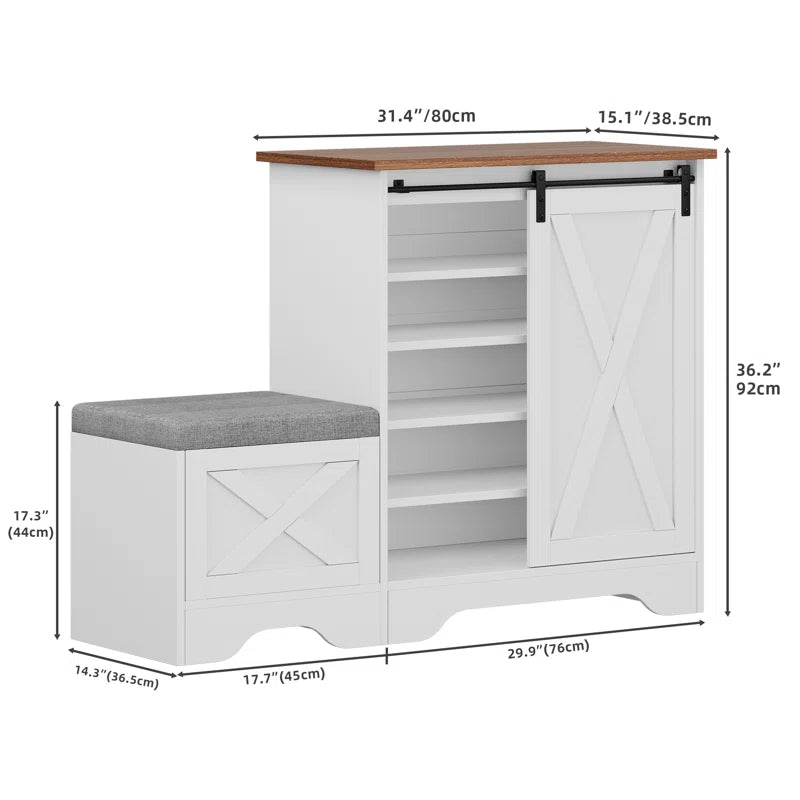 Shoe Cabinet with Sliding Door & Shoe Bench