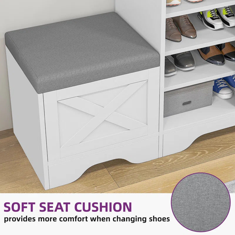 Shoe Cabinet with Sliding Door & Shoe Bench