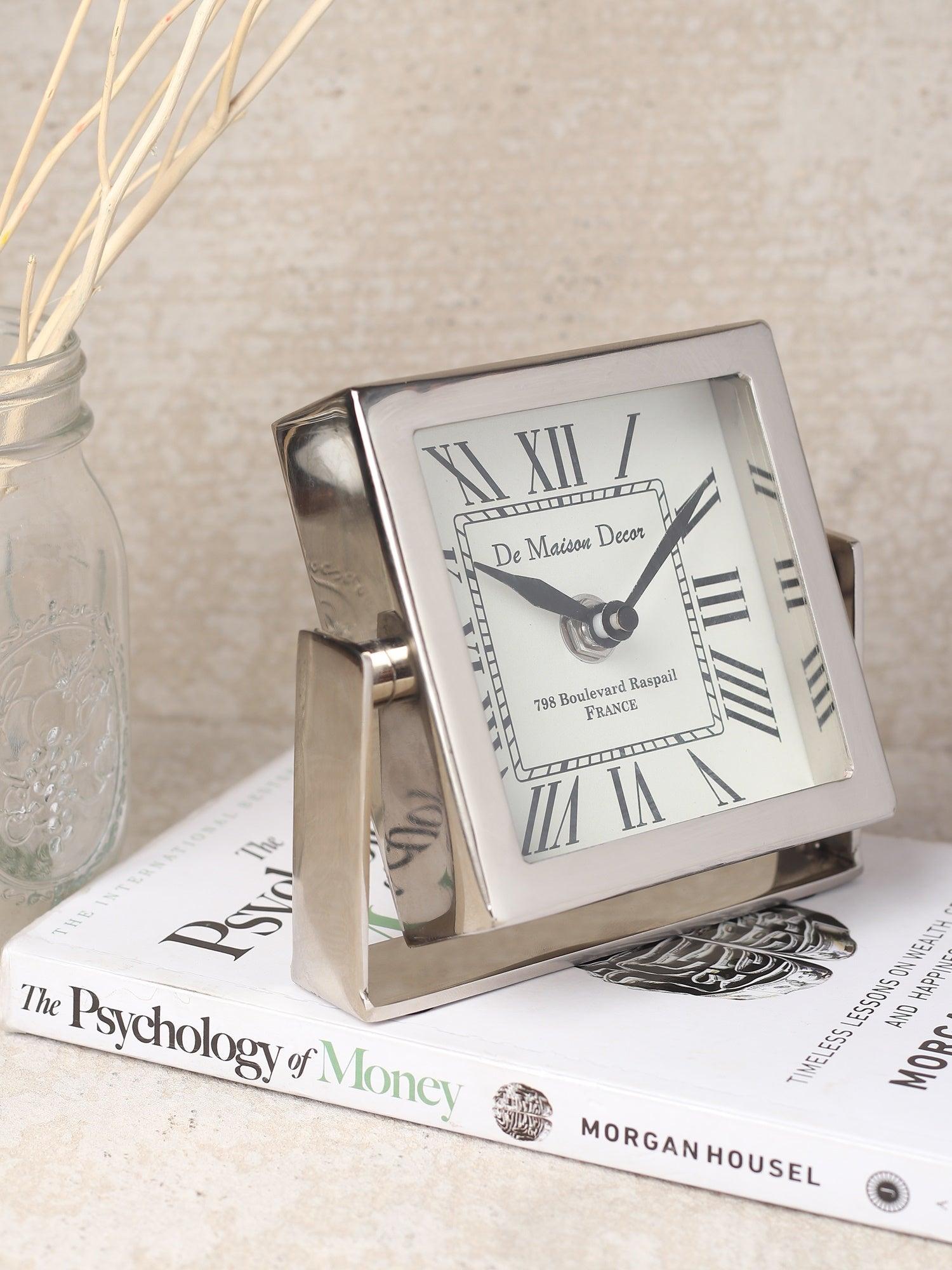 Time's Canvas - The Table Clock ( Medium ) In Silver