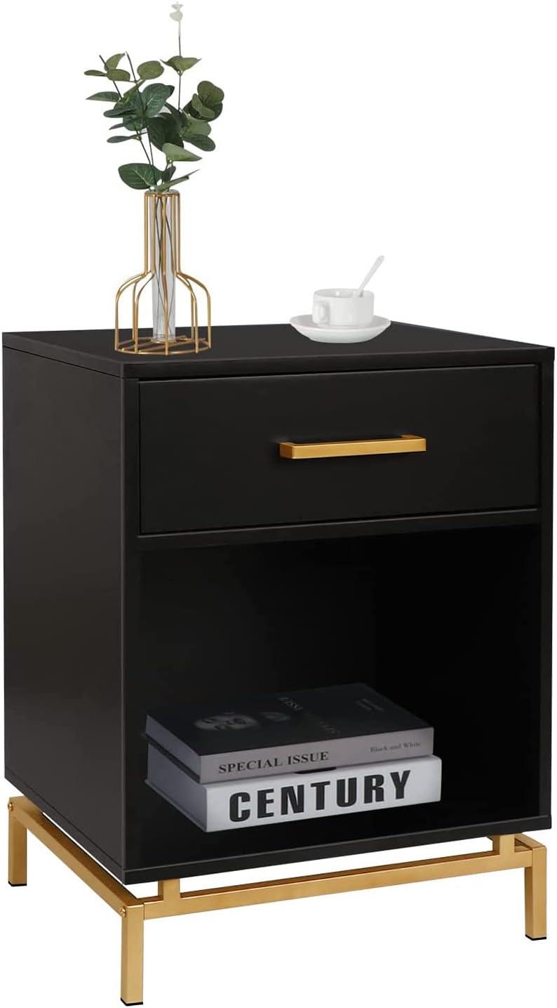 Ryan Wood Nightstand, 25" H Mid Century Modern Nightstand Bedside Table with Drawer for Bedroom Living Room , - Ouch Cart 