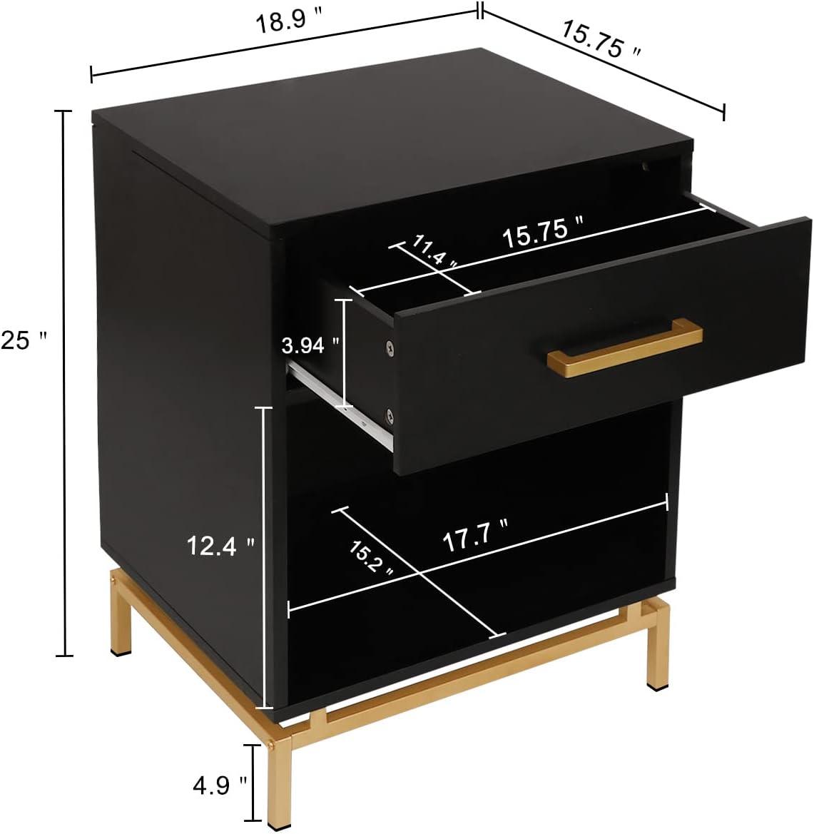 Ryan Wood Nightstand, 25" H Mid Century Modern Nightstand Bedside Table with Drawer for Bedroom Living Room , - Ouch Cart 