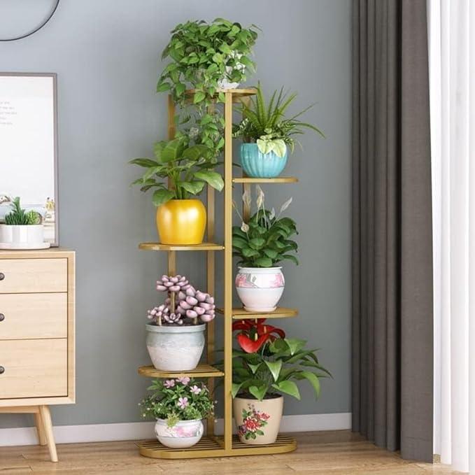Plant Stand Metal 6 Tier 7 Potted Multiple Flower Pot Holder Shelf Indoor Outdoor Planter Display Shelving Unit For Patio Garden Corner - Ouch Cart 