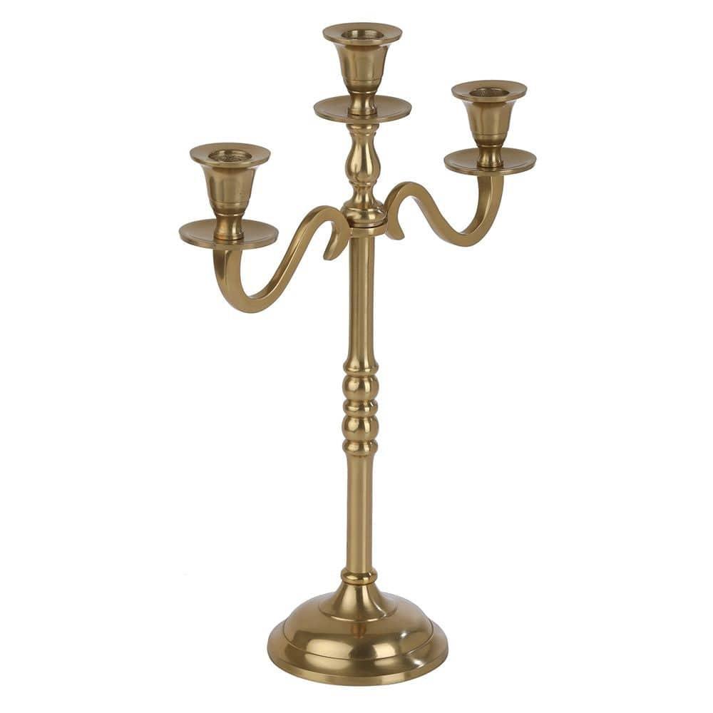 Olen Three Light Candle Holder Gold