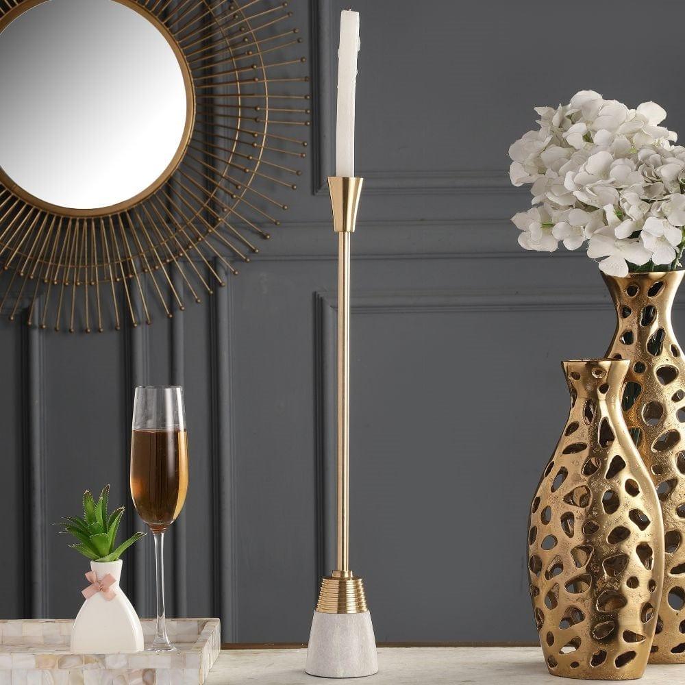 Frey Marble Candle Holder In Gold - Ouch Cart 