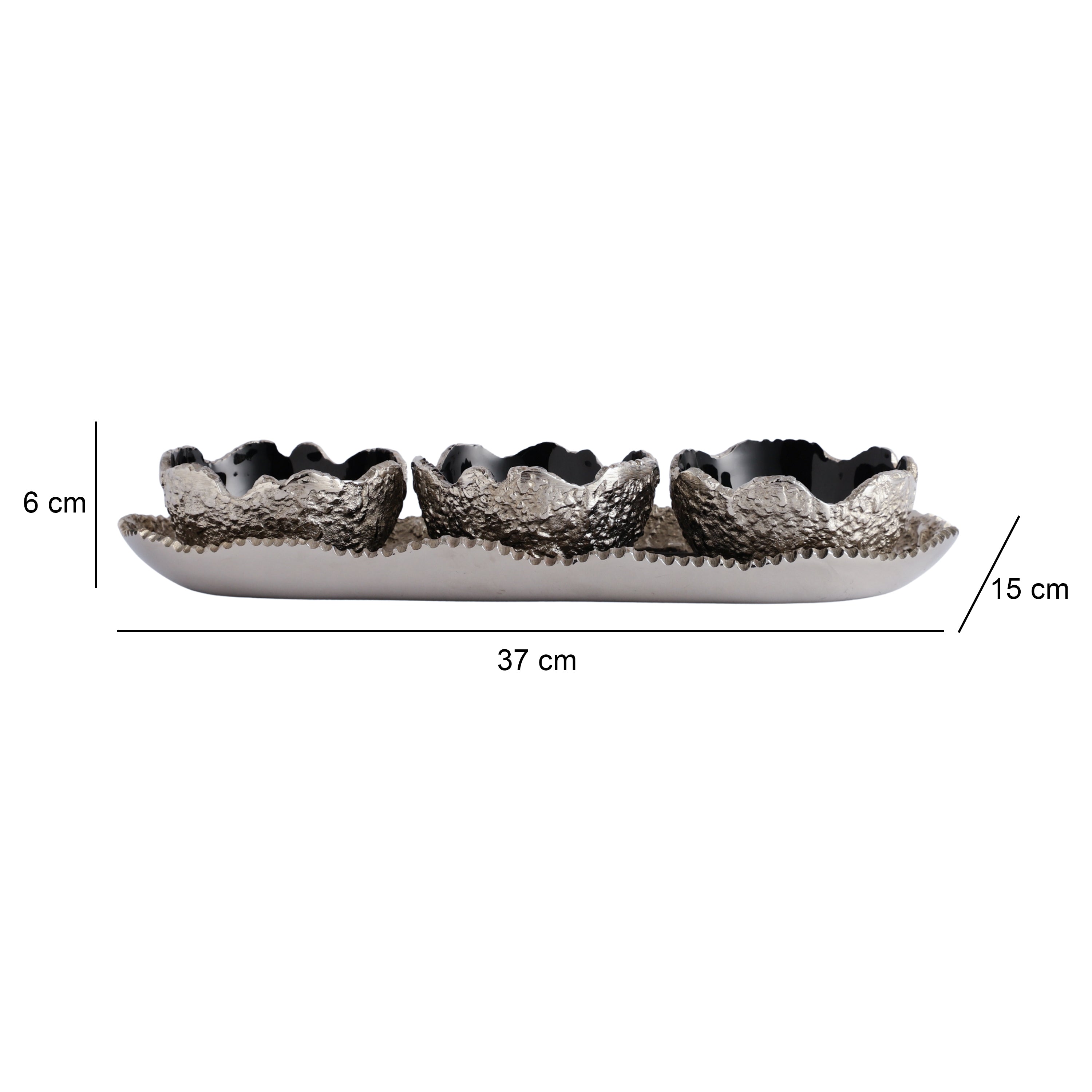 Elaris Tray & Bowl set in Silver Black