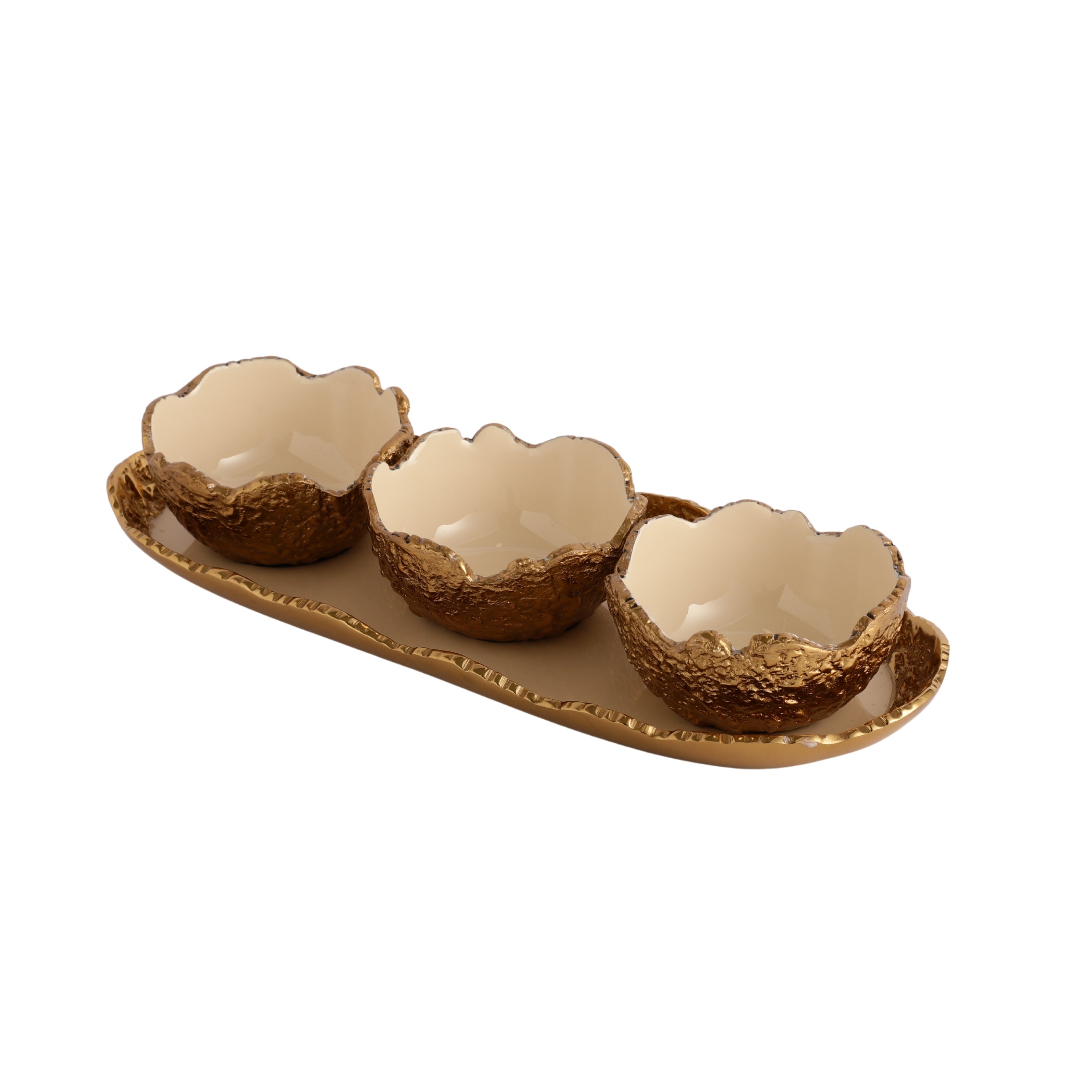 Elaris Tray & Bowl set in Gold