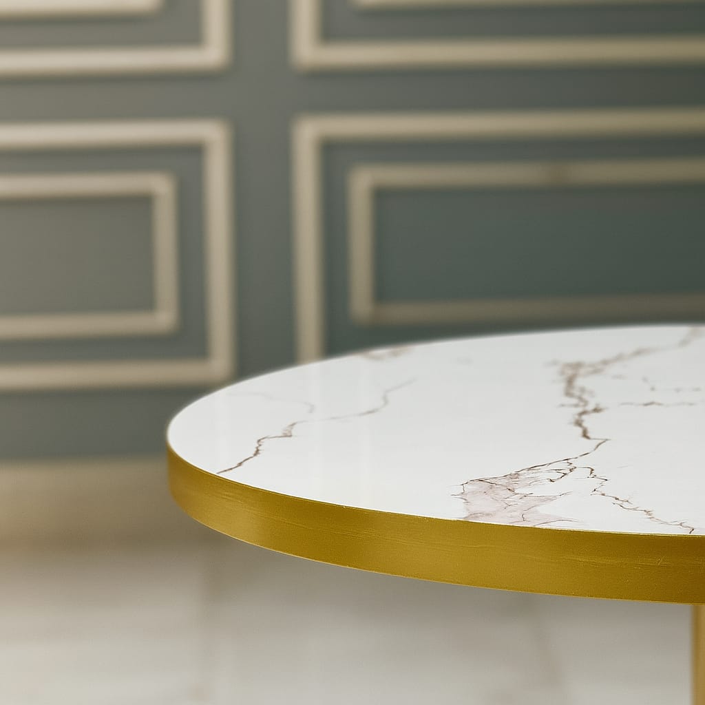 Luxury Marble-Top Dining Table Set with Velvet Chairs