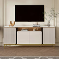 Modern Fluted TV Unit with Storage Cabinet & Shelves