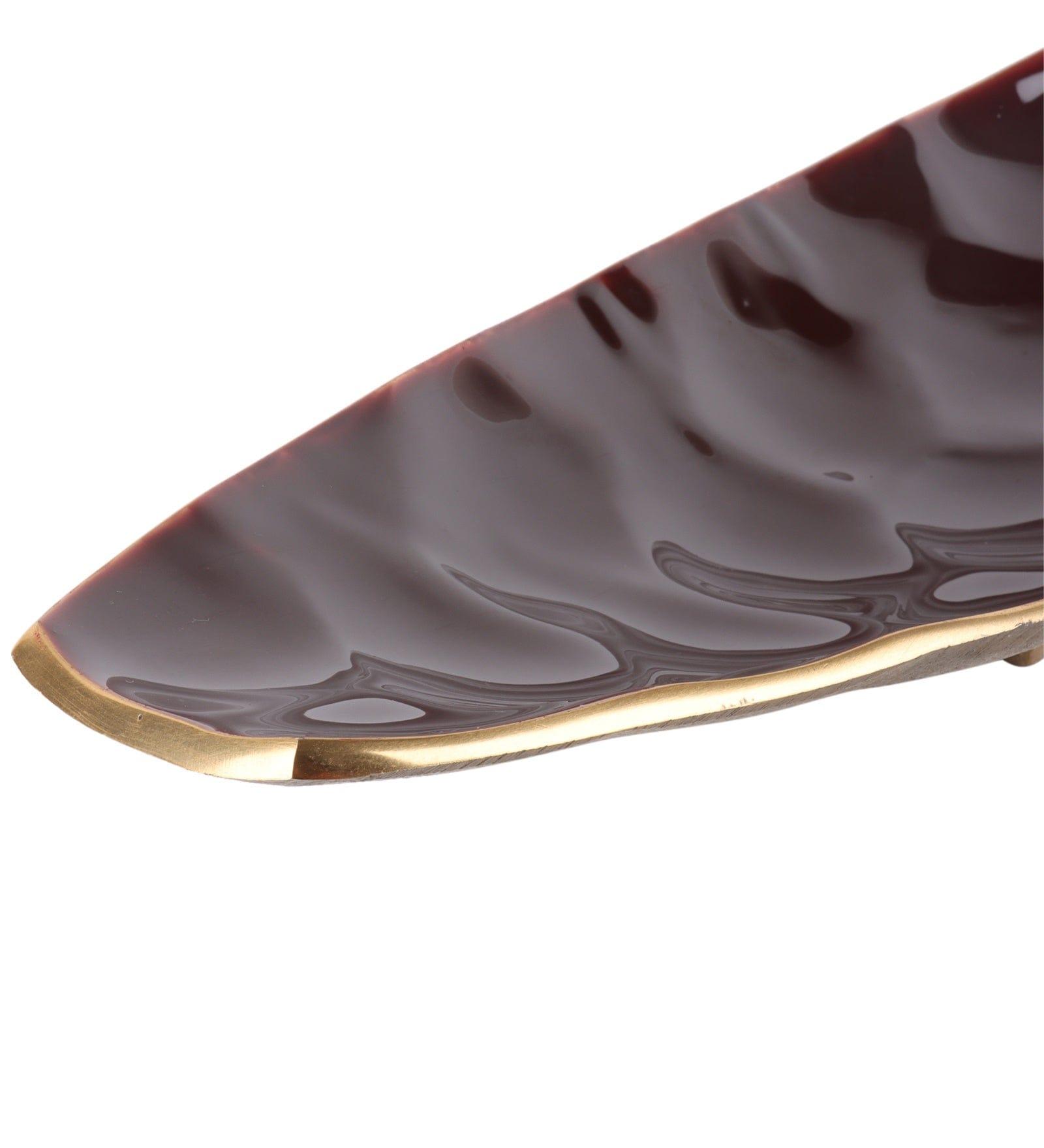serving tray maroon gold - Ouch Cart 