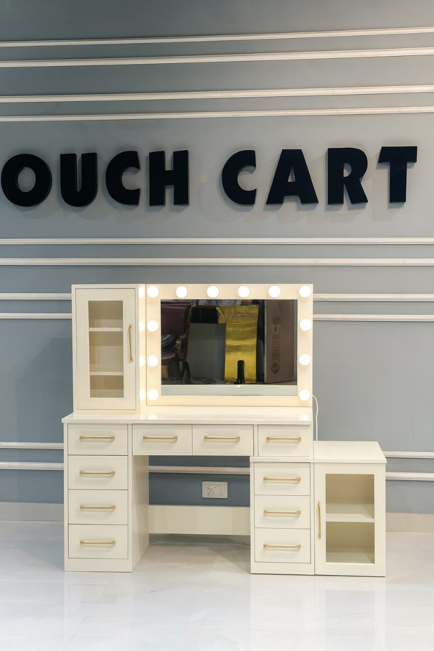 Luxury LED Mirror Dressing Table with Storage Drawers & Cabinet