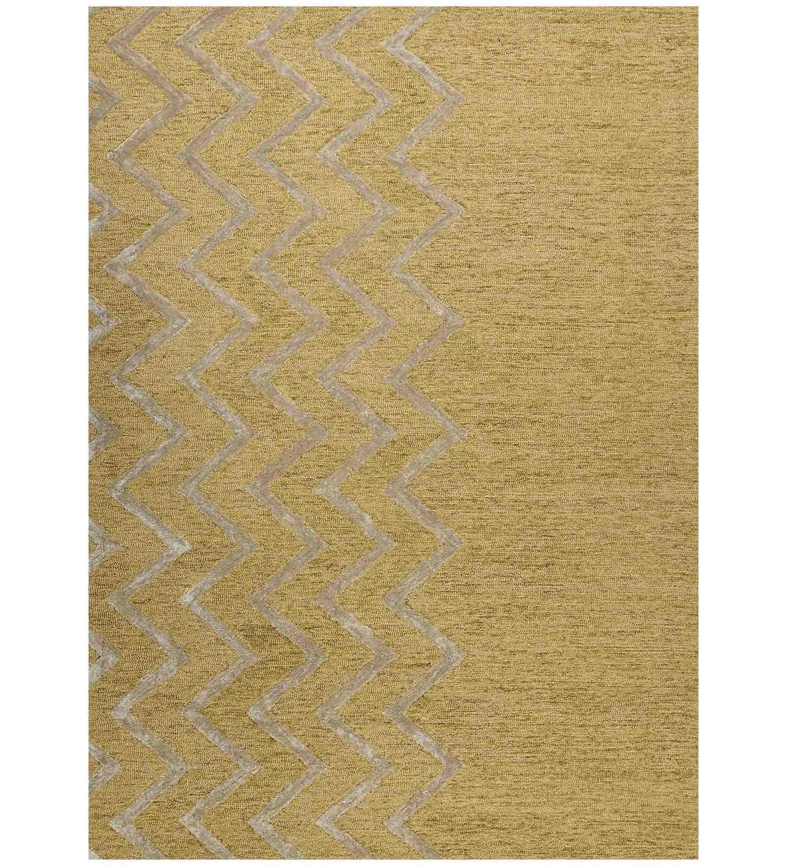 GOLD Wool & Viscose Canyan 5x8 Feet Hand-Tufted Carpet - Rug - Ouch Cart 