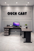 L-Shaped Metal Base Executive Desk