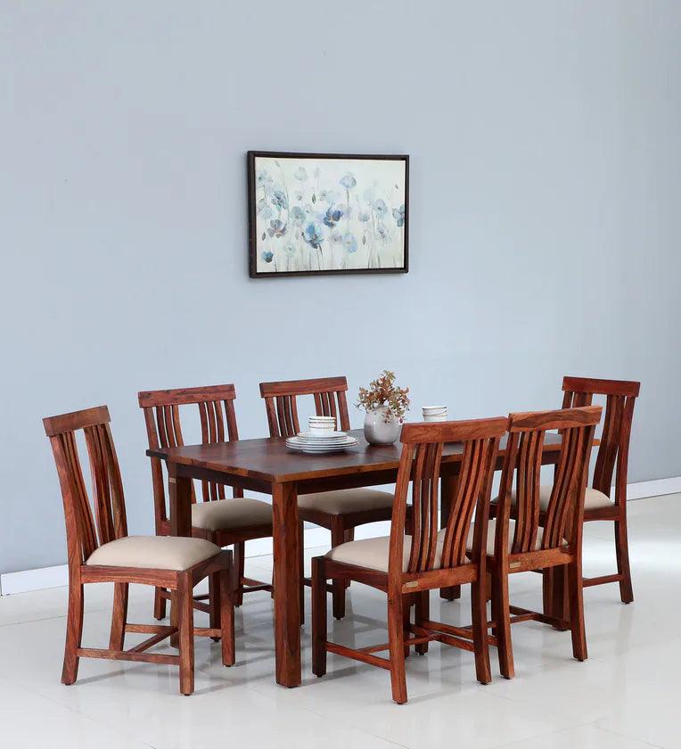 Sheesham Six Seater Dining Set in Honey OakFinish - Ouch Cart 