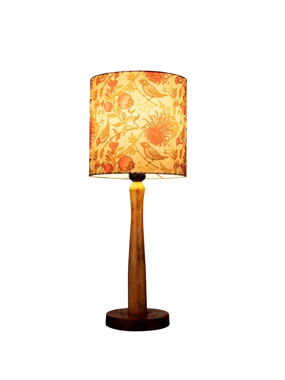 Wooden Brown Table Lamp with Birdy Shade - Ouch Cart 