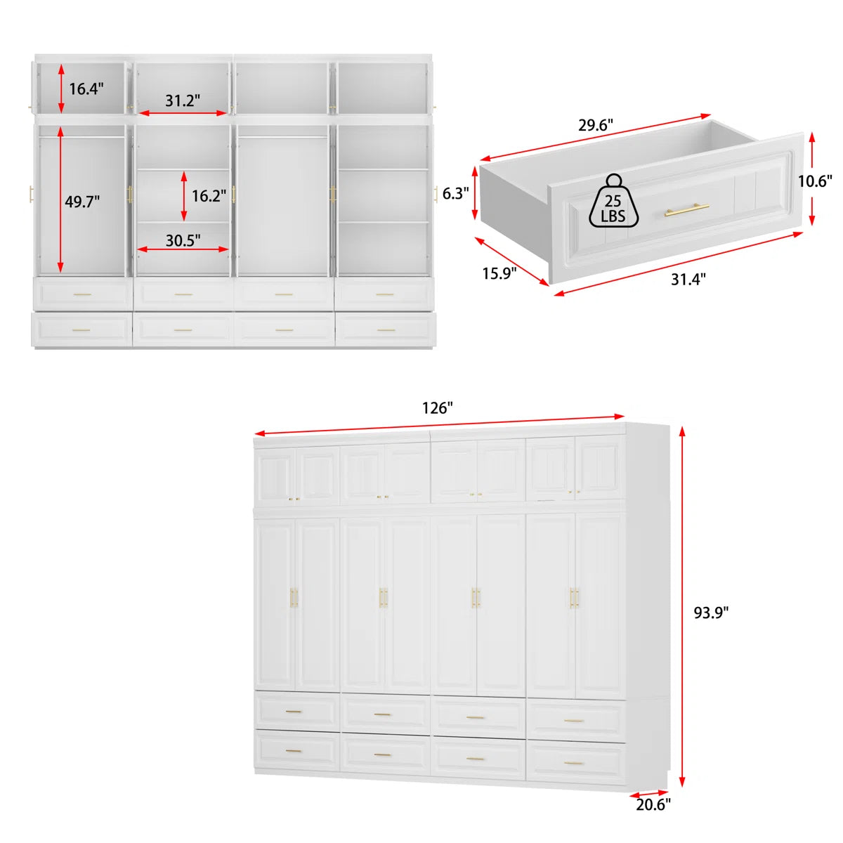 126” W Large Wardrobe