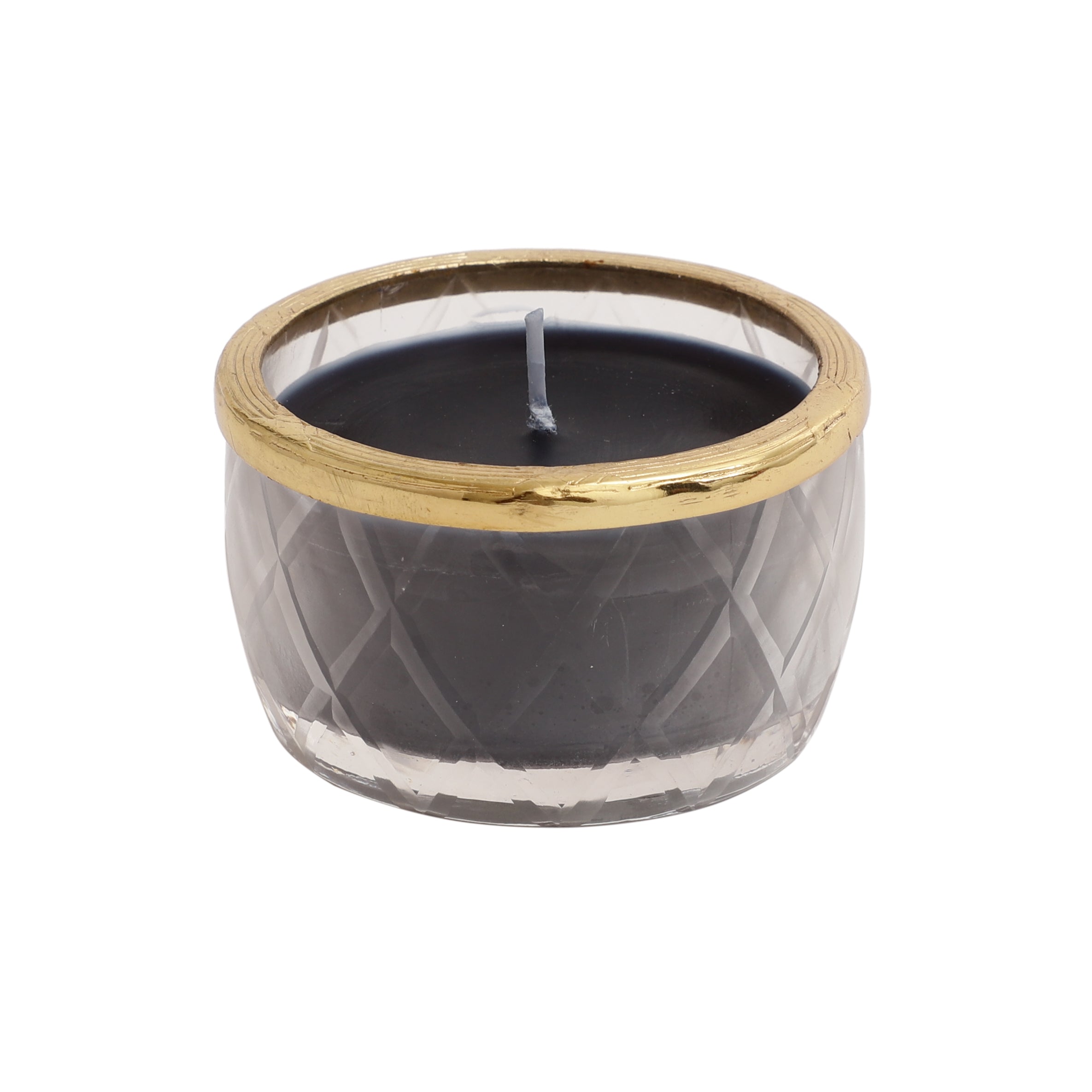 black velvet Scented candle jar with Golden Ring