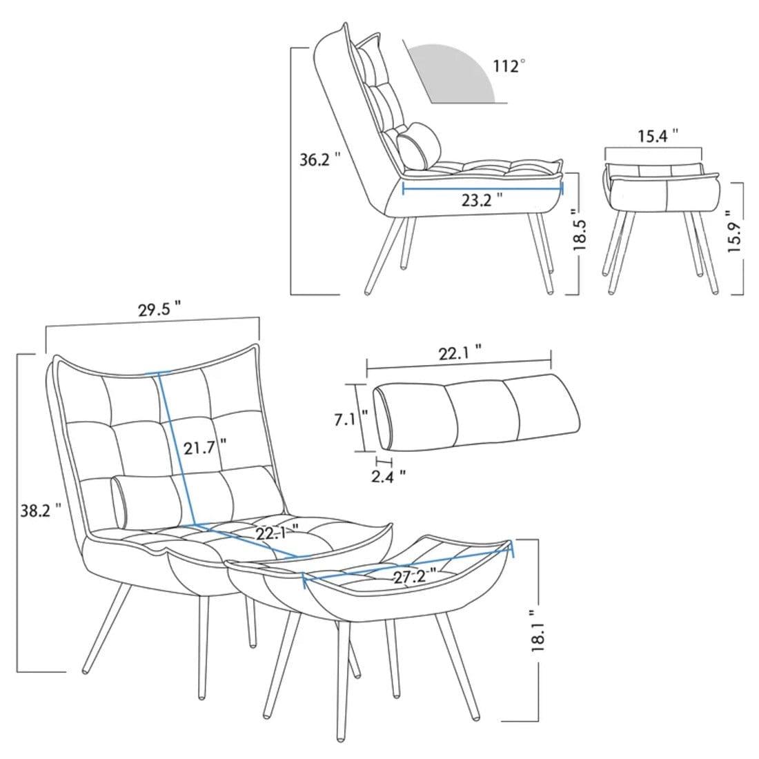 elroy accent chair with ottoman - Ouch Cart 