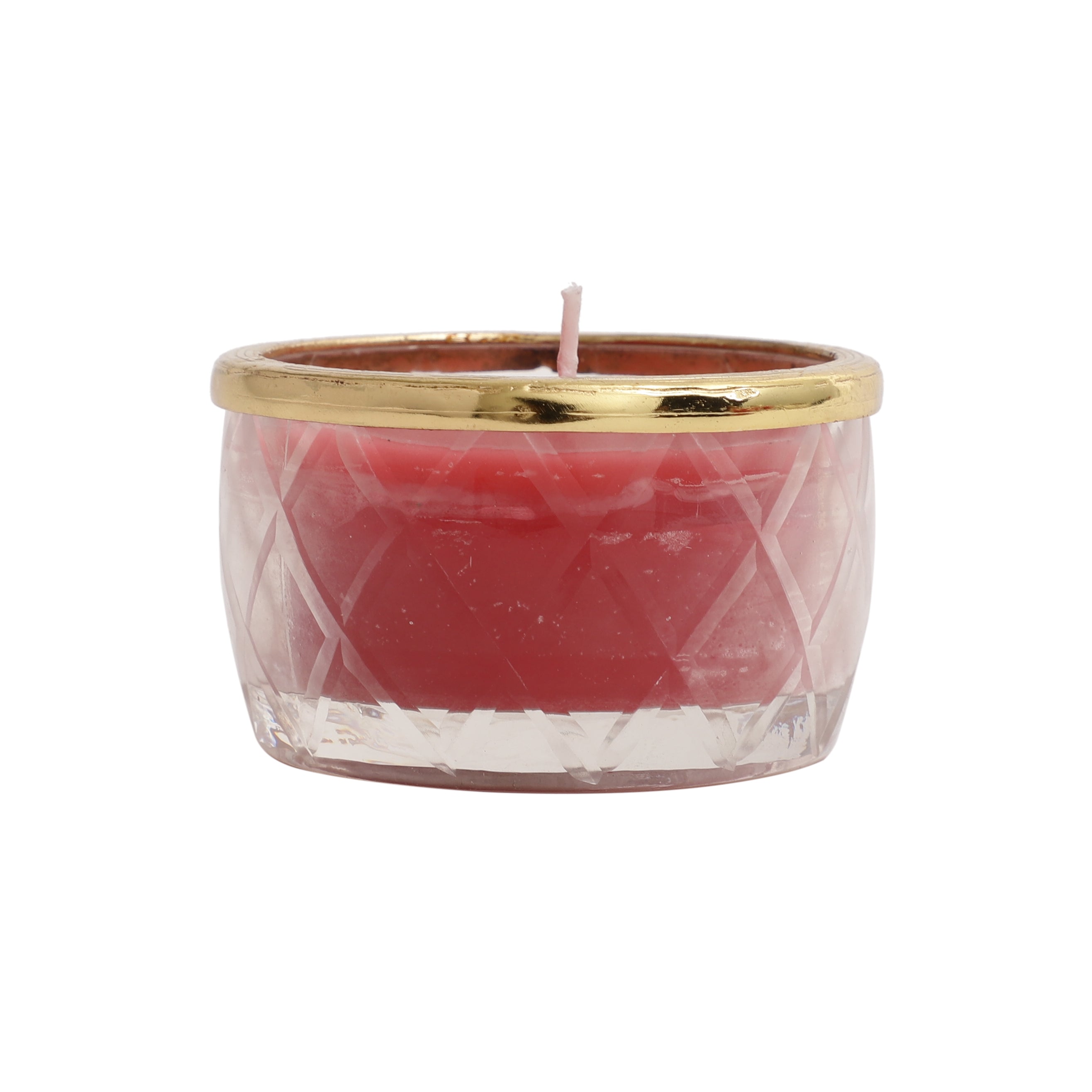 cherry blossom red scented candle jar with Golden ring