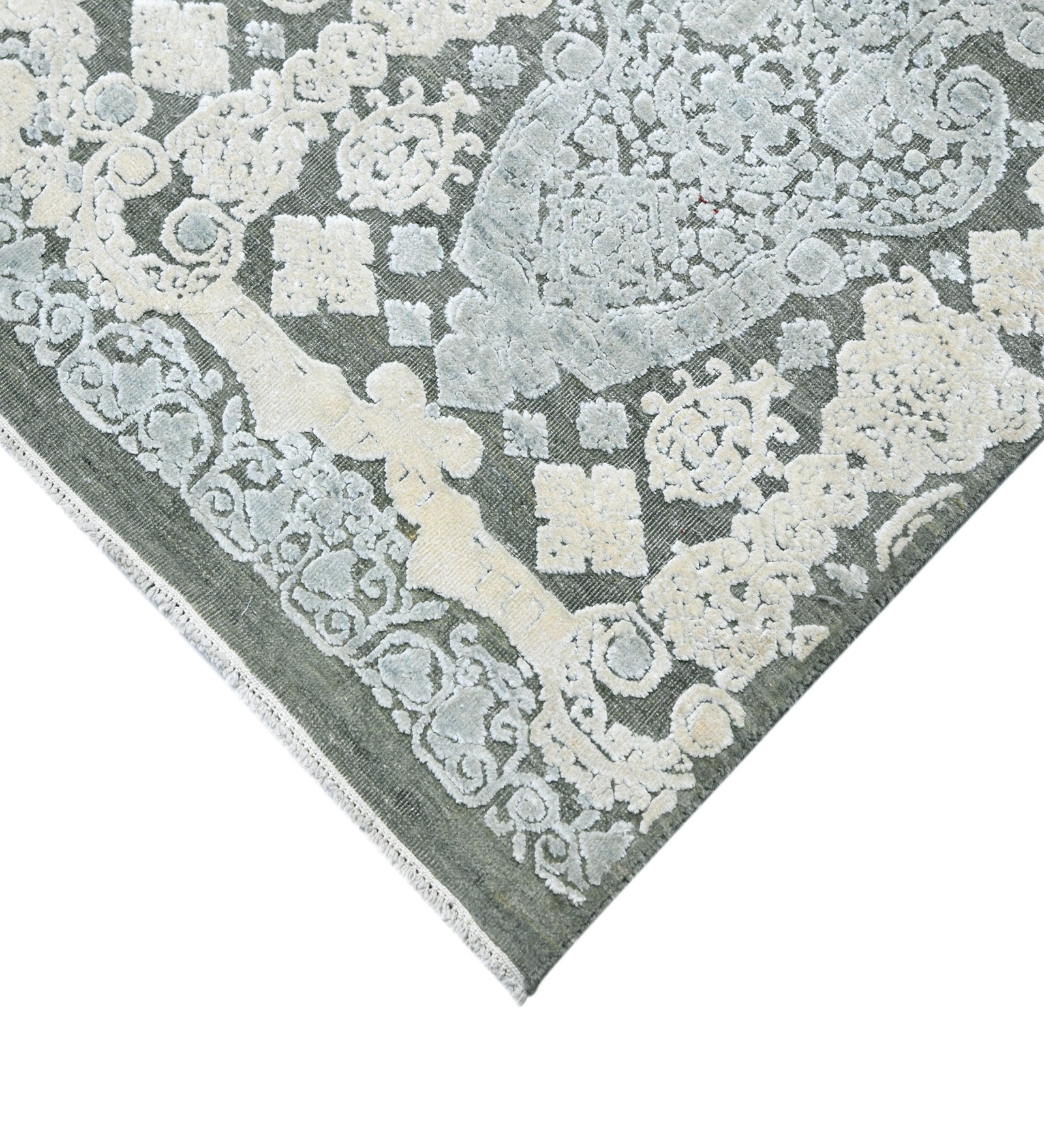 Euphoria Transitional Pattern Hand Knotted  Rectangle Anti-Skid Designer Carpet, Prayer Rug For Office Cabins, Small Living Spaces - 4'x6'