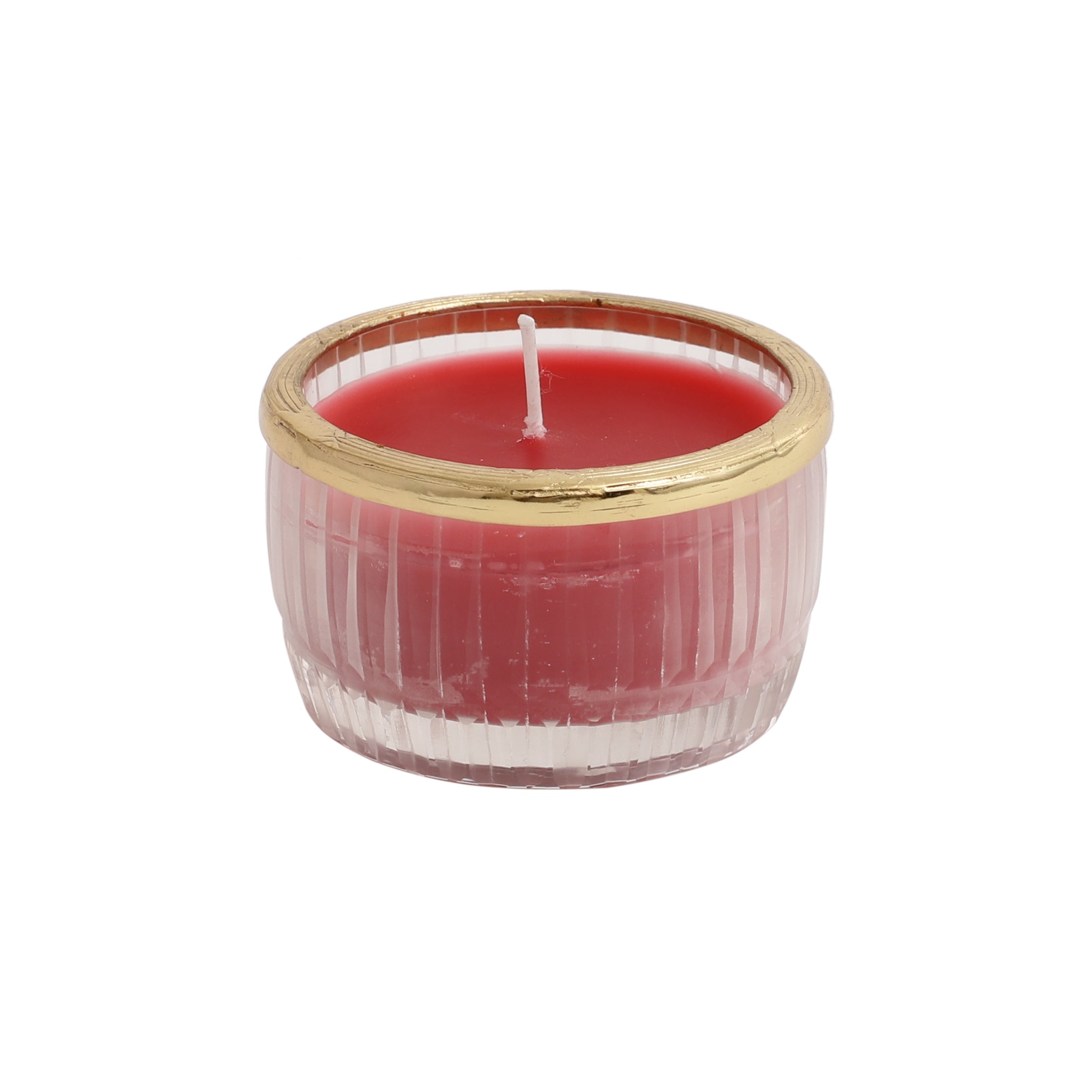 cherry blossom red scented candle glass jar with Golden ring