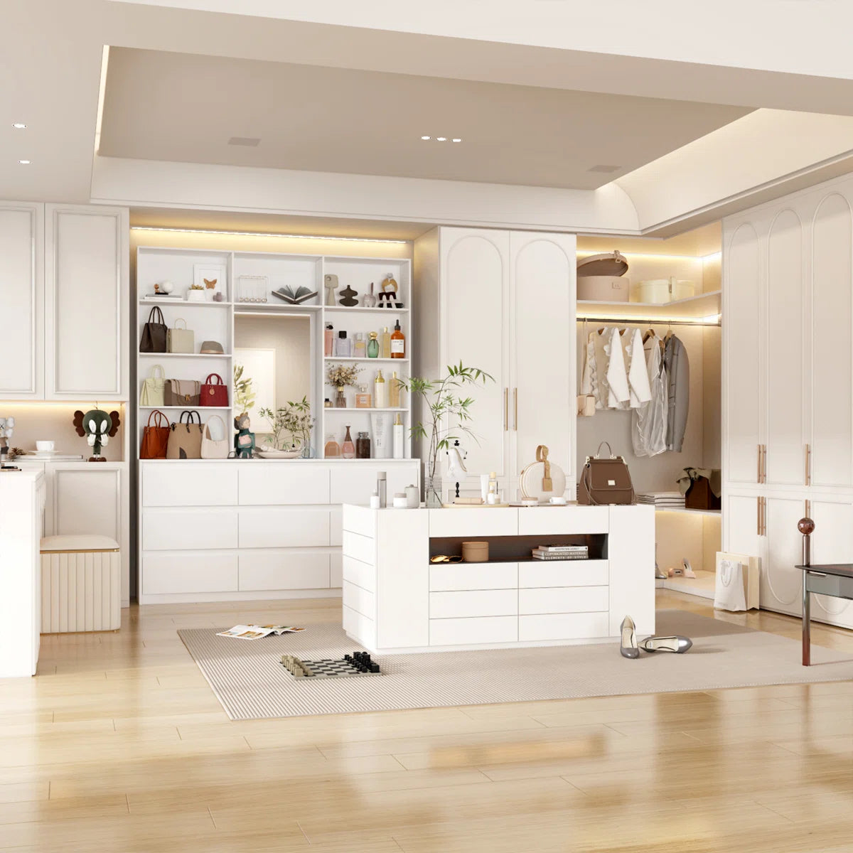 9-Drawer 7-Shelf Wardrobe With A Large Mirror