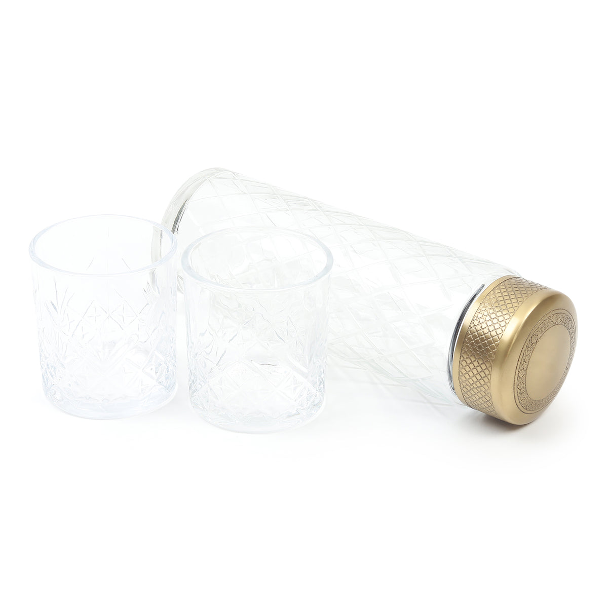 Brass Verre Prism Bottle & Glass Set