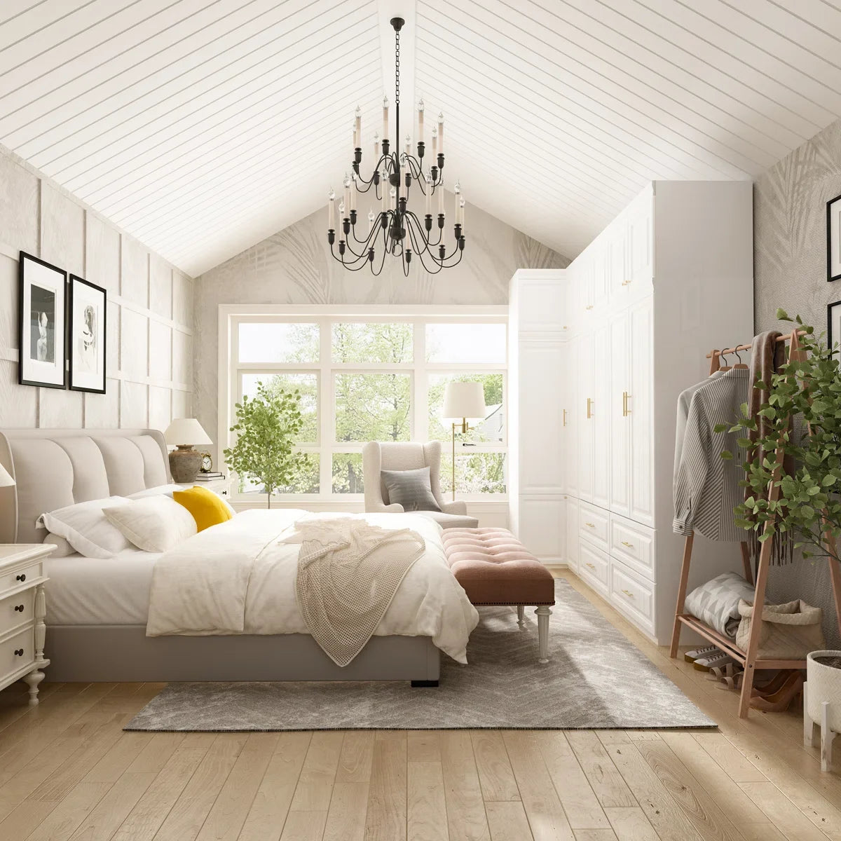 Wardrobe Set With Top Cabinet And Elegent Design