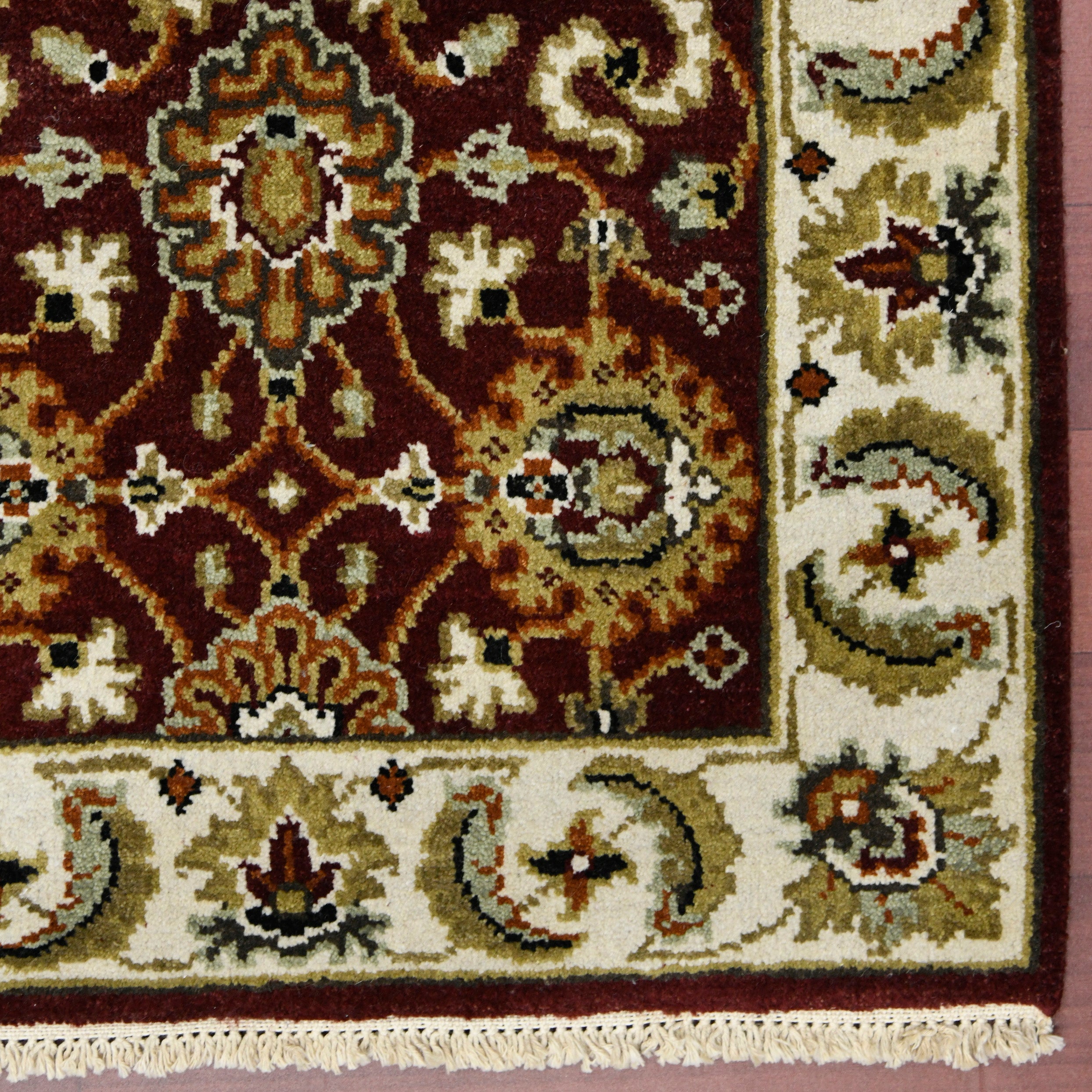 Luxor Classic Pattern Hand Knotted  Rectangle Anti-Skid Designer Carpet, Prayer Rug For Office Cabins, Small Living Spaces - 2'X3'