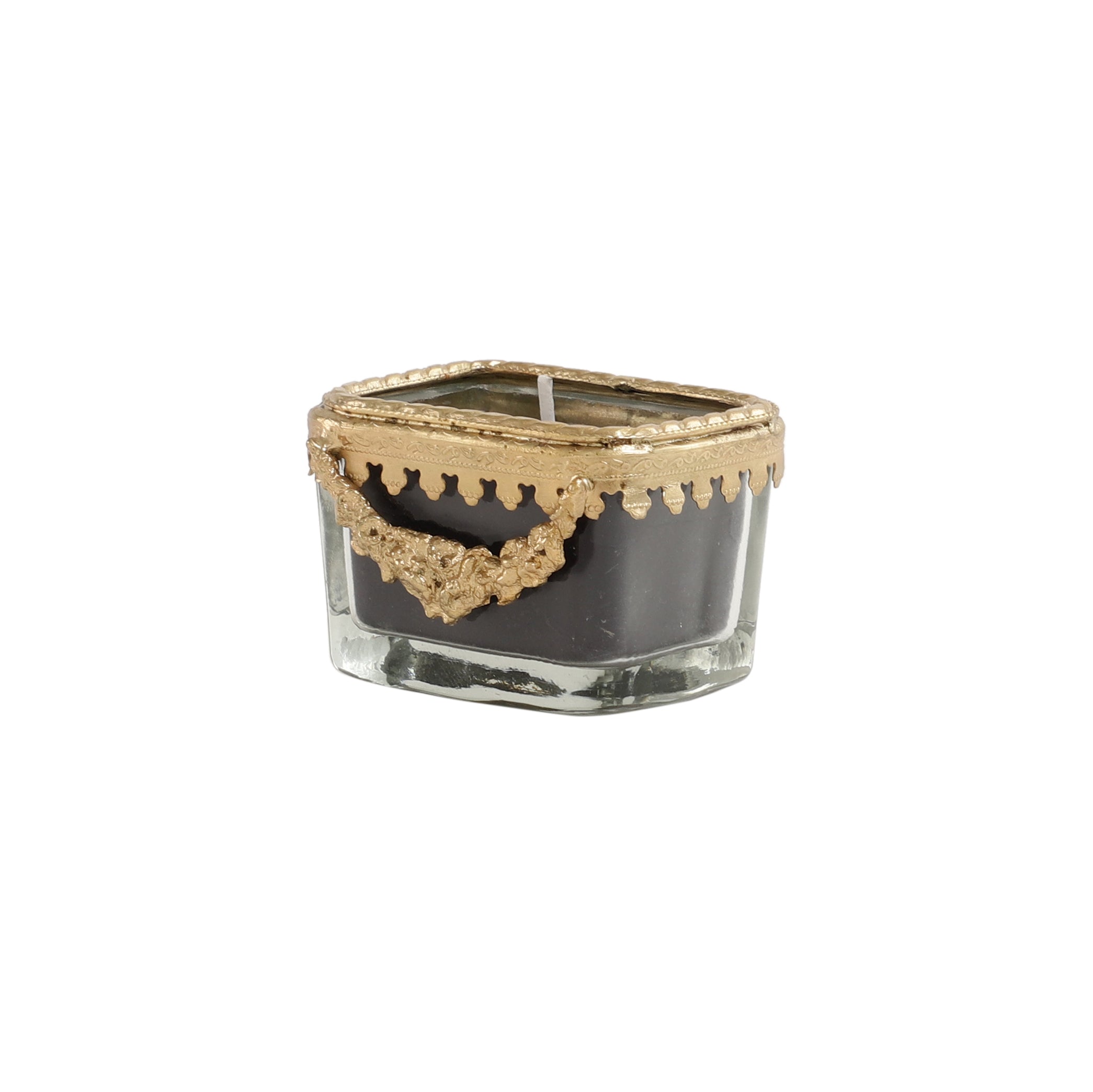 black velvet Scented candle glass jar with Golden Ring