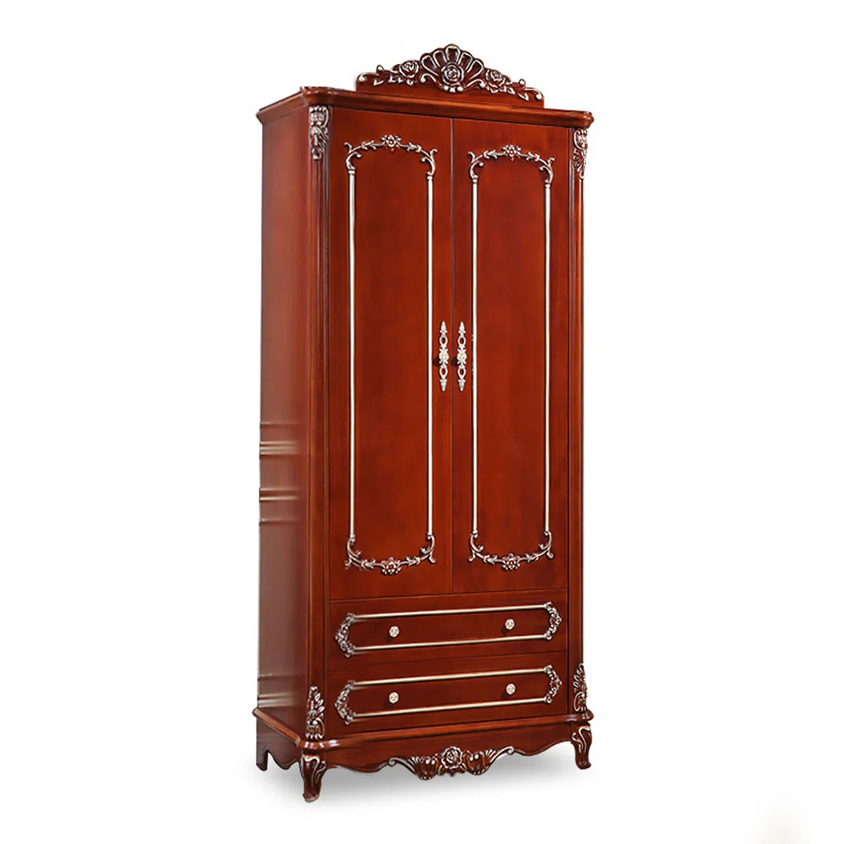 European-Style Oak Carved Wardrobe