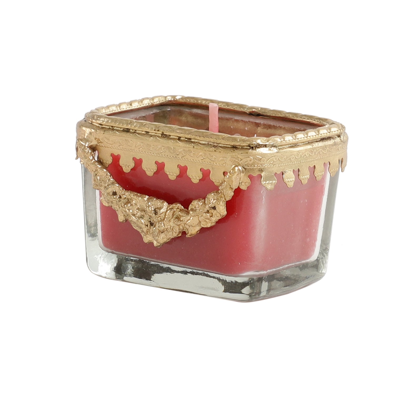 cherry blossom red scented candle glass jar with Golden ring