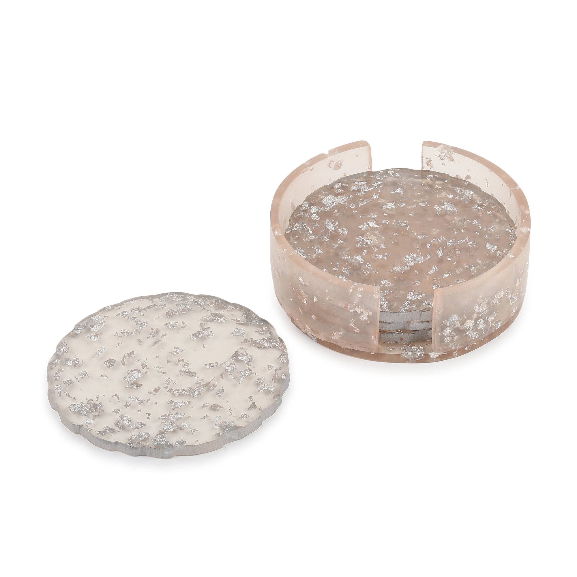 Silver Petal Coaster Set