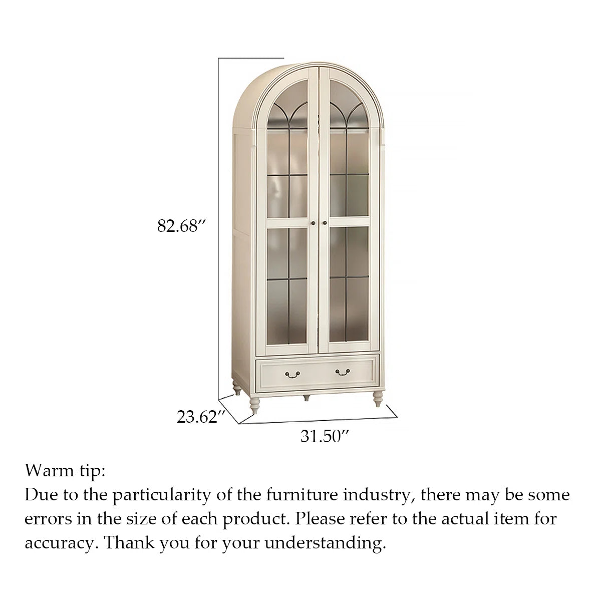 Creamy Retro Oak Arched Wardrobe