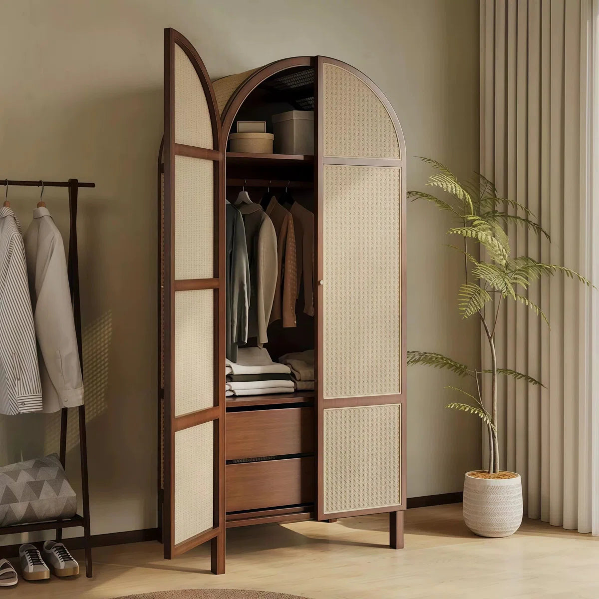 Retro Simple Solid Wood Wardrobe
