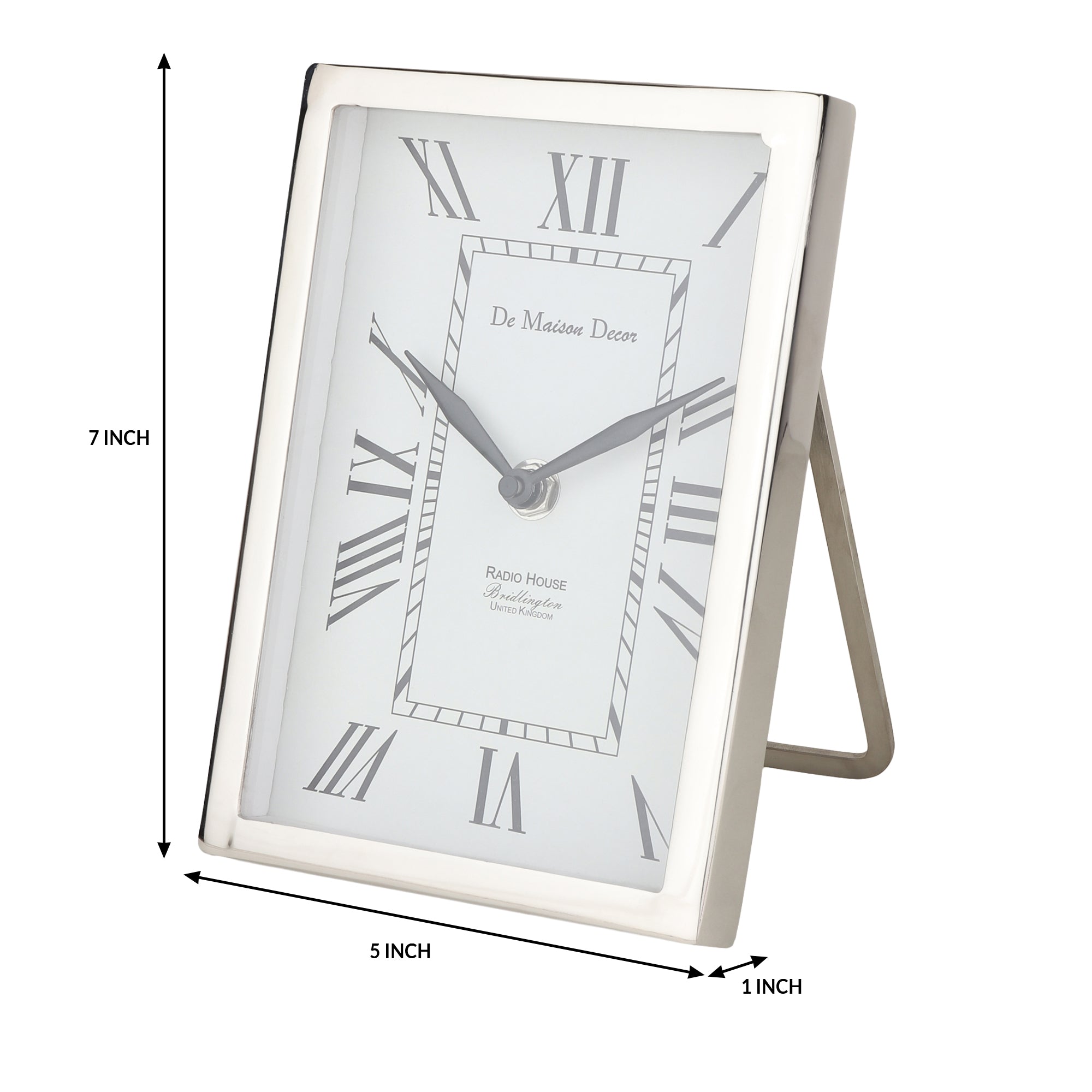 Framed Table Clock Silver